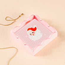 Load image into Gallery viewer, Scallop Trinket Tray-Holly Jolly Santa
