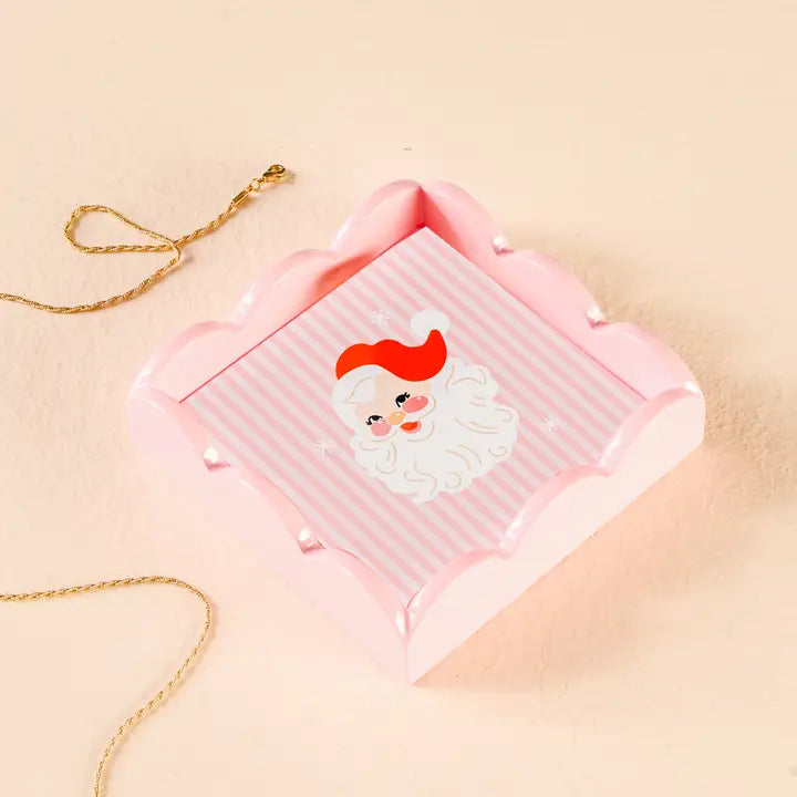 Scallop Trinket Tray-Holly Jolly Santa