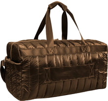 Load image into Gallery viewer, Tubular Quilted Metallic Nylon Duffel Bag
