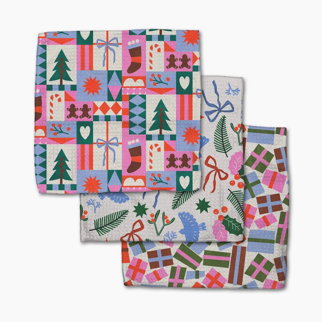 Geometry Dishcloth Set - Festive Cheer