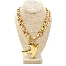 Load image into Gallery viewer, Flying Brass Bird Convertible Gold Chain Necklace
