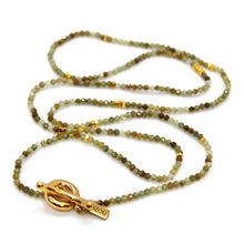 Load image into Gallery viewer, Long Green Garnet Stone and Gold Luxury Necklace
