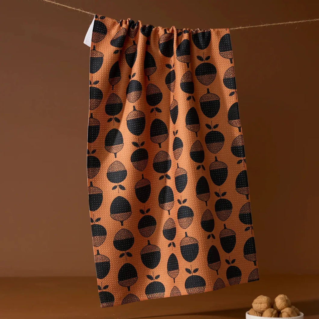 Geometry Tea Towel - Acorn Noir