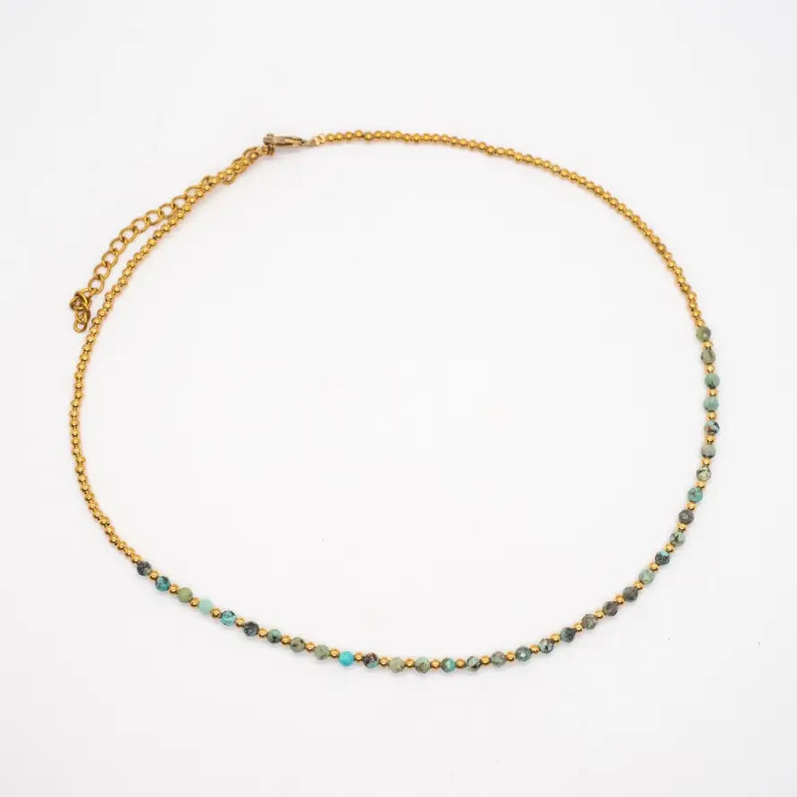 Simple Beaded Faceted Stone Necklace