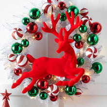Load image into Gallery viewer, 17.5&quot; Red Flocked Leaping Deer Ornament
