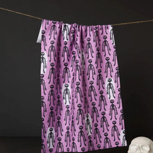 Load image into Gallery viewer, Geometry Tea Towel - Resting Skeletons (Purple)
