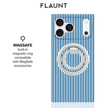 Load image into Gallery viewer, FLAUNT Blue &amp; White Oxford Stripe MagSafe iPhone Case
