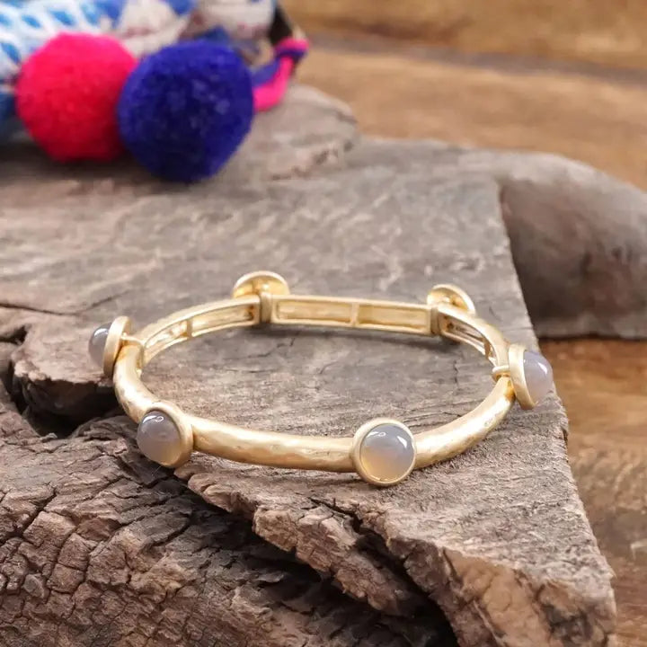 Jeweled Golden Bangle with Semi Precious Stone Dots