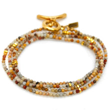 Load image into Gallery viewer, Long Crazy Agate Stone and Gold Luxury Necklace
