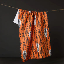 Load image into Gallery viewer, Geometry Tea Towel - Resting Skeletons (Orange)
