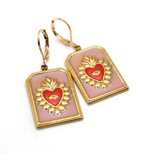Load image into Gallery viewer, Flaming Heart Colorful Enamel Earrings

