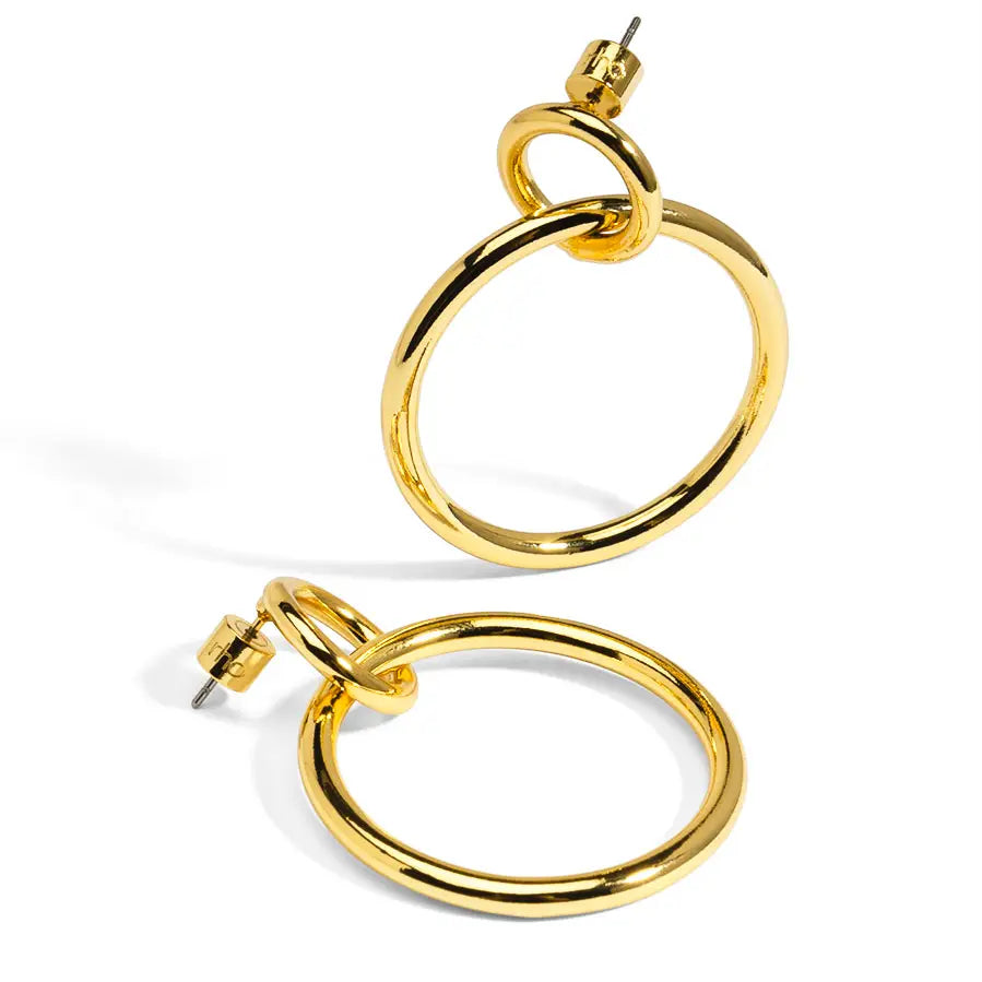 Front Facing Double Hoop Drop Earring