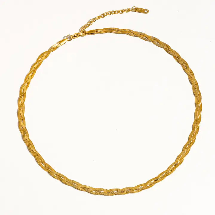 Vedette 18K Gold Non-Tarnish Braided Snake Chain Necklace