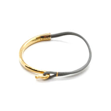 Load image into Gallery viewer, Leather + 24K Gold Plate Bangle Bracelet
