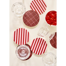 Load image into Gallery viewer, Pink and Maroon Striped Coaster - Set of 4
