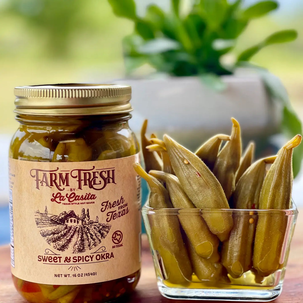 Farm Fresh Sweet & Spicy Pickled Okra By La Casita