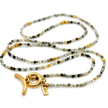 Load image into Gallery viewer, Long Prehnite Stone and Gold Luxury Necklace
