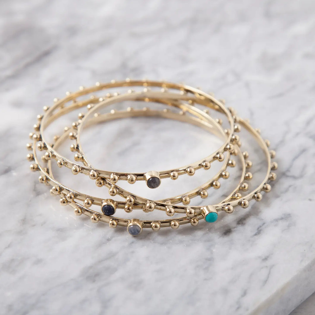Brass Studded Bangle Bracelet