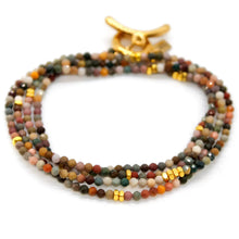 Load image into Gallery viewer, Long Alashan Agate Stone and Gold Luxury Necklace
