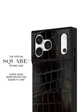 Load image into Gallery viewer, FLAUNT Black Crocodile Leather MagSafe iPhone Case
