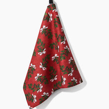 Load image into Gallery viewer, Geometry Tea Towel - Christmas Berry Bow
