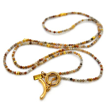 Load image into Gallery viewer, Long Crazy Agate Stone and Gold Luxury Necklace
