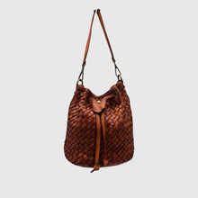 Load image into Gallery viewer, Annabella Camel Washed Leather Bucket Bag
