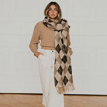 Load image into Gallery viewer, Camel Argyle Plaid Scarf
