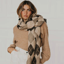 Load image into Gallery viewer, Camel Argyle Plaid Scarf
