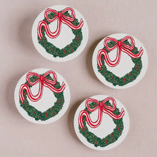 Load image into Gallery viewer, Holiday Wreath Coasters - Set of 4
