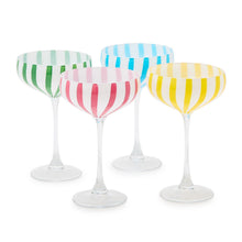 Load image into Gallery viewer, Celebration Stripe Hand-Painted Coupe Glasses - Set of 4
