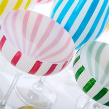 Load image into Gallery viewer, Celebration Stripe Hand-Painted Coupe Glasses - Set of 4
