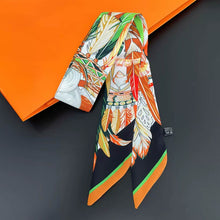 Load image into Gallery viewer, Scarf - Skinny Feather Print Silky Twilly
