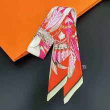 Load image into Gallery viewer, Scarf - Skinny Feather Print Silky Twilly
