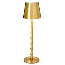 Load image into Gallery viewer, LED Portable Cordless Gold Bamboo Table Lamp
