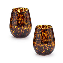 Load image into Gallery viewer, Tortoise Print Stemless Wine Glass - Set of 4
