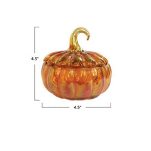 Load image into Gallery viewer, Recycled Glass Pumpkin Shaped Jar w/ Lid
