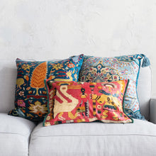 Load image into Gallery viewer, Square Cotton Blend Velvet Printed Pillow w/ Vintage Carpet Pattern
