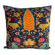 Load image into Gallery viewer, Square Cotton Blend Velvet Printed Pillow w/ Vintage Carpet Pattern
