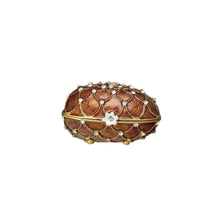 Load image into Gallery viewer, Enameled Metal Egg Shaped Trinket Box w/ Jewels
