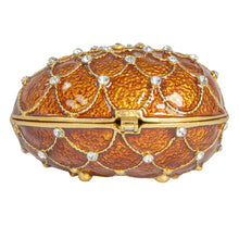 Load image into Gallery viewer, Enameled Metal Egg Shaped Trinket Box w/ Jewels
