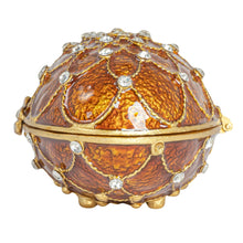 Load image into Gallery viewer, Enameled Metal Egg Shaped Trinket Box w/ Jewels
