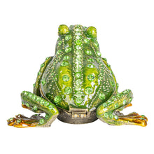 Load image into Gallery viewer, Enameled Metal Frog Shaped Trinket Box w/ Jewels
