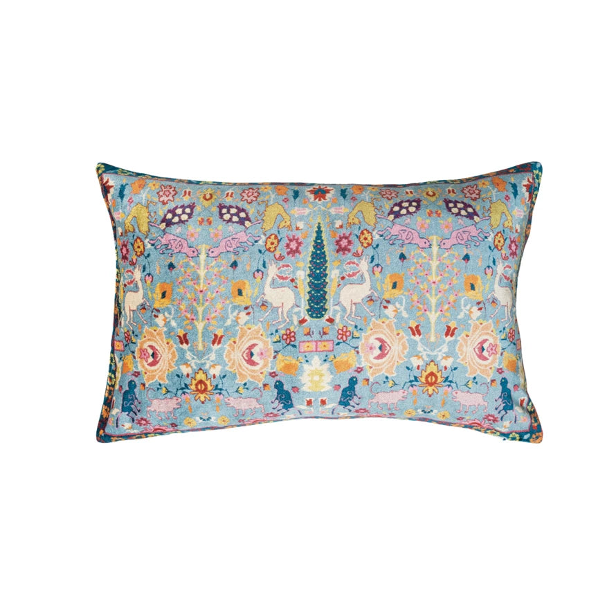 Botanical Printed Velvet Lumbar Pillow