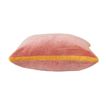 Load image into Gallery viewer, Square Cotton Velvet Pillow w/ Contrasting Gusset - Apricot &amp; Mustard
