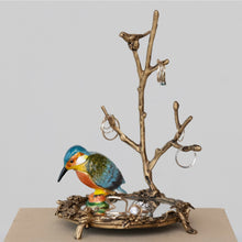 Load image into Gallery viewer, Enameled Metal Kingfisher Shaped Trinket Box
