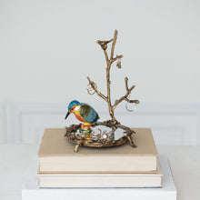 Load image into Gallery viewer, Enameled Metal Kingfisher Shaped Trinket Box
