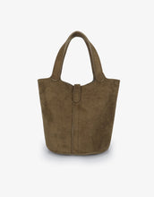 Load image into Gallery viewer, Joya Faux Suede Mini Bucket Bag - Olive
