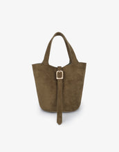 Load image into Gallery viewer, Joya Faux Suede Mini Bucket Bag - Olive
