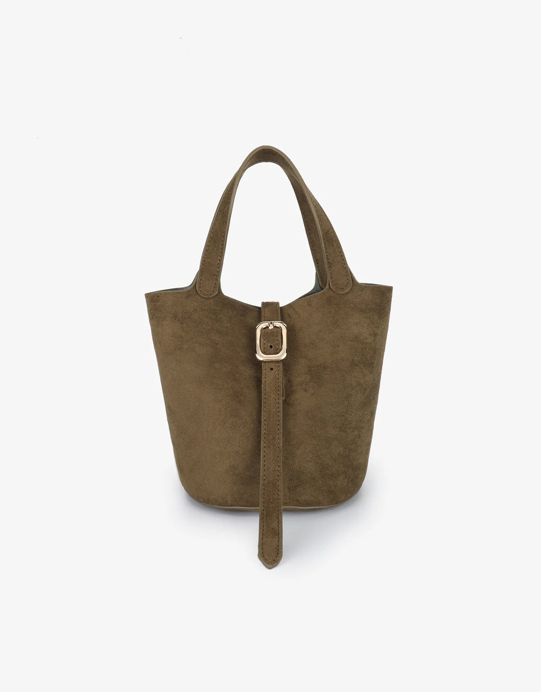 Joya Faux Suede Mini Bucket Bag - Olive